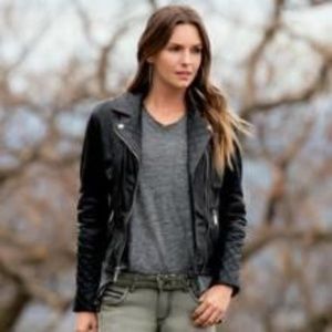 NWT Asymmetric Leather Moto Jacket W/ Distressed